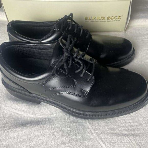 NIB Deer Stags S.U.P.R.O Sock Men\'s Black Leather Derby Shoes size 10.5 main image 5